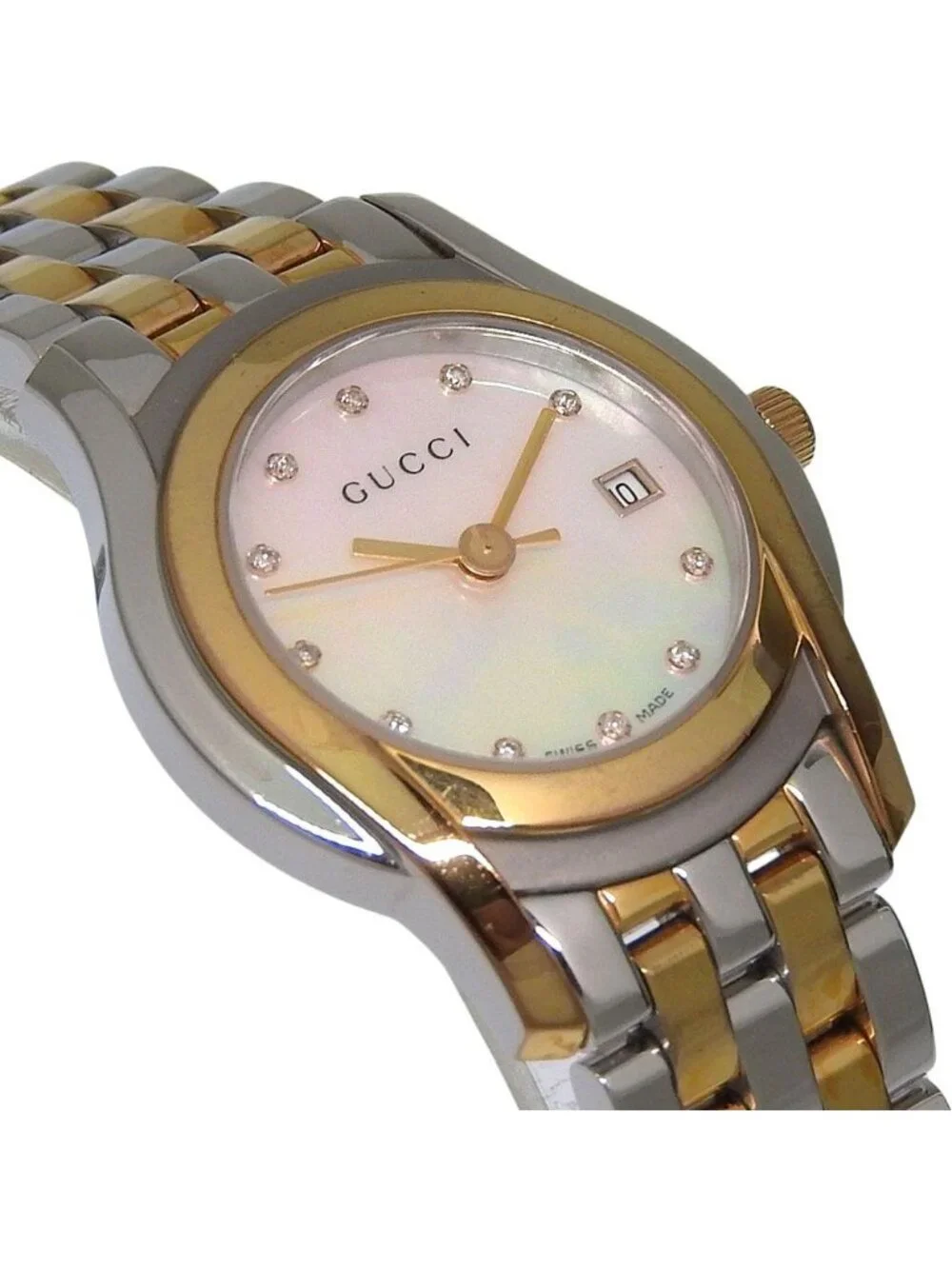 Gucci Class Stainless Steel Quartz Analog Display White Shell Dial Watch